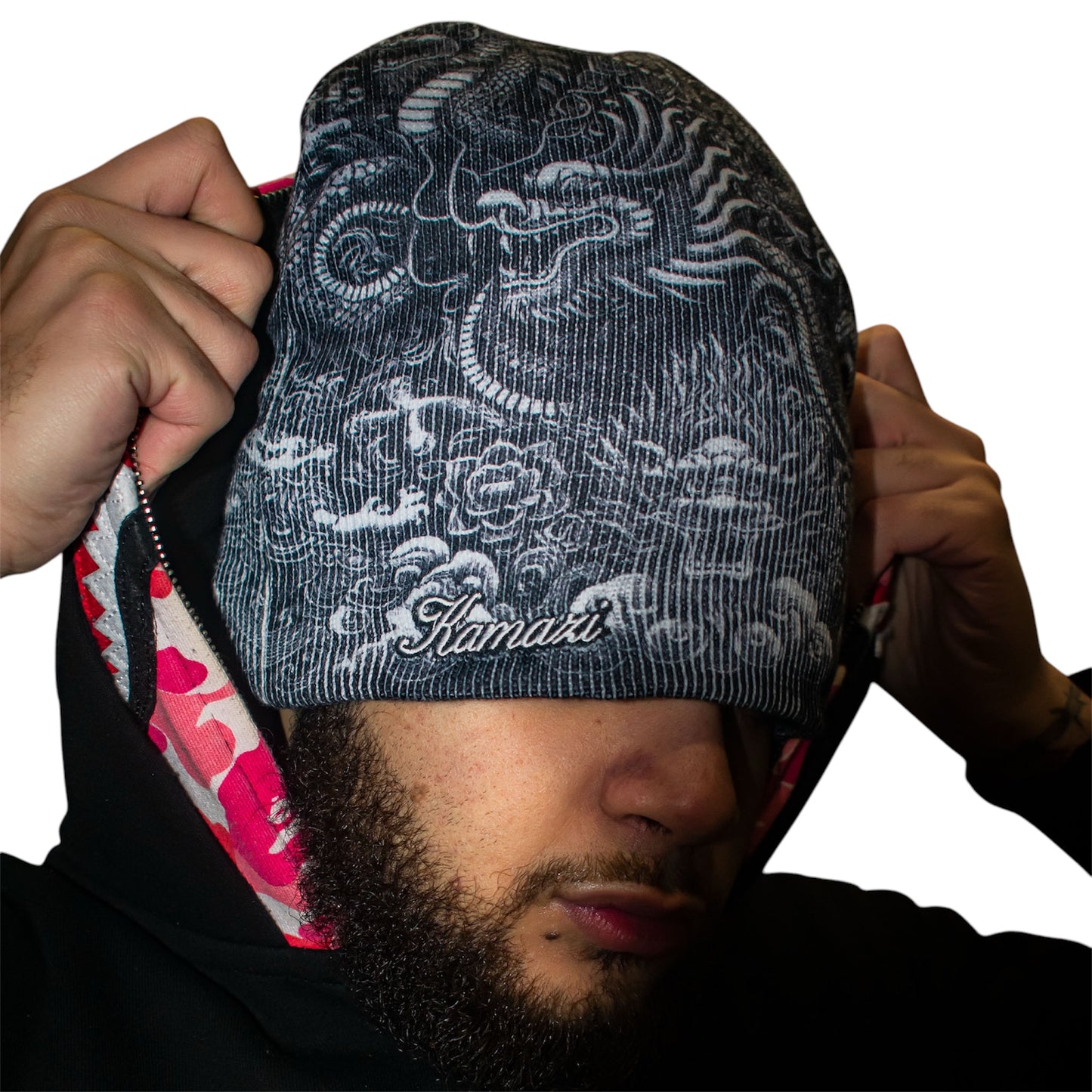 Satin-Lined Black Dragon Beanie