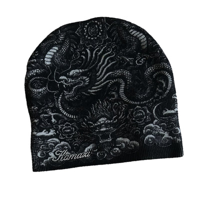 Satin-Lined Black Dragon Beanie