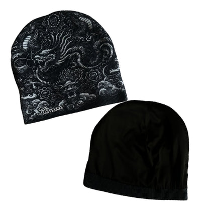 Satin-Lined Black Dragon Beanie